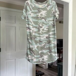 Light green camo tee shirt dress